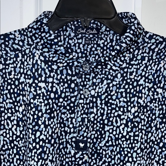Blue Tri Color White Speckle Spots Bad Birdie Swept Collar Golf polo shirt XL - Picture 1 of 7